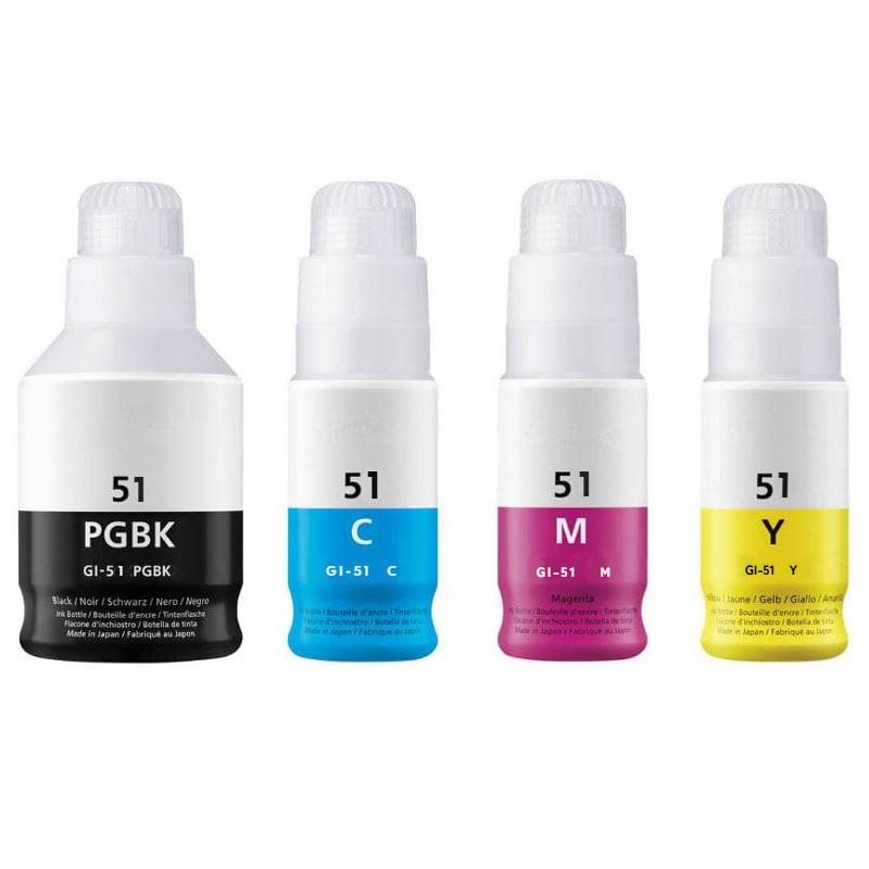 1 Set of 4 Compatible Canon GI 51 Bottled Ink (GI 51 BK/C/M/Y)